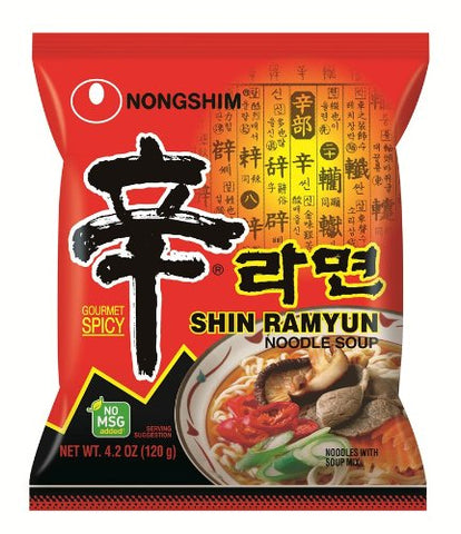 Nong Shim Shin Noodle Ramyun, Gourmet Spicy Picante, 4.2-Ounce Packages (Pack of 20)